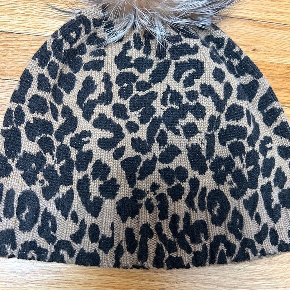 Sofia Cashmere Animal Print Fur Pom Pom Beanie main image 4